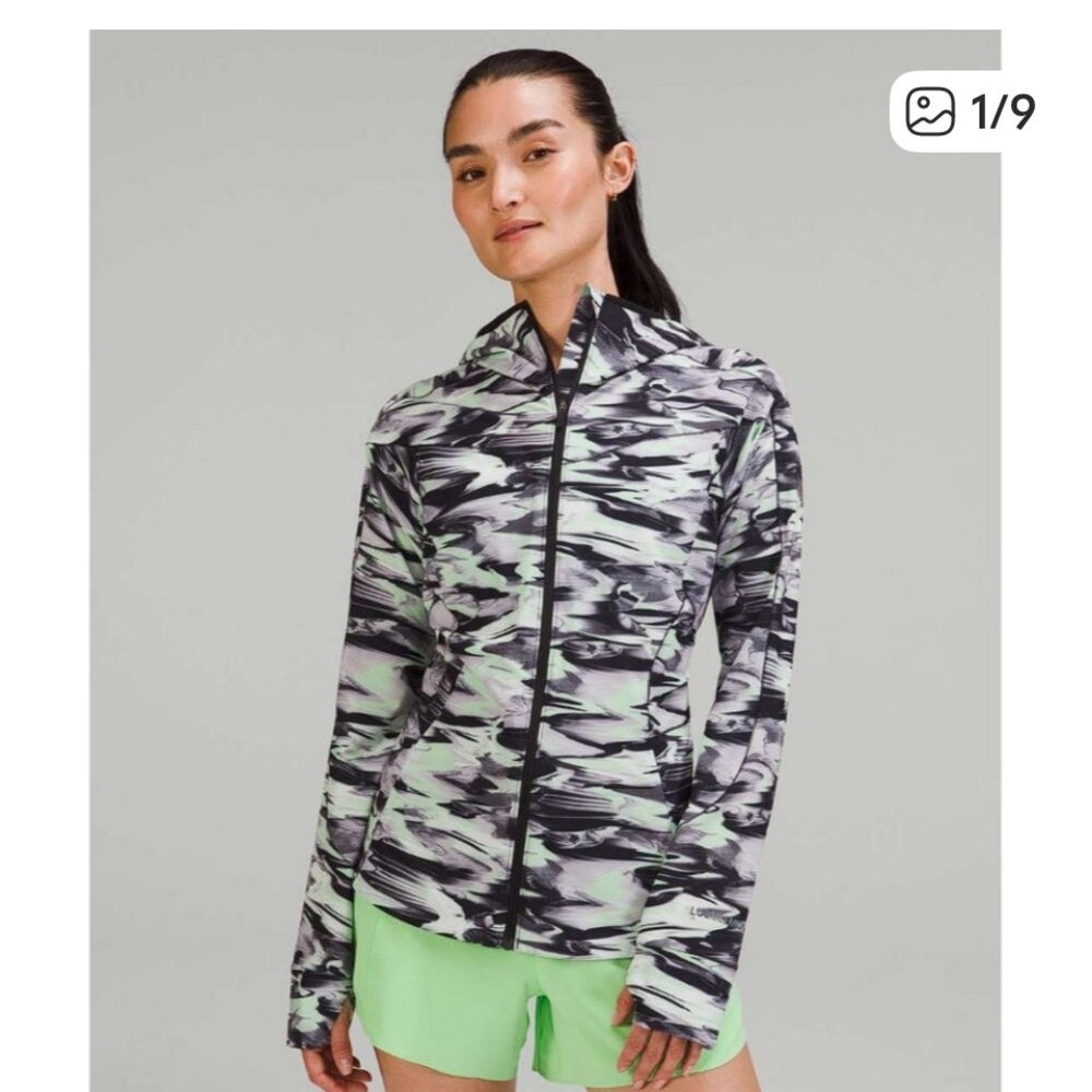 Lululemon Mist Over Windbreak Zip Jacket Hooded Paint Glide active casual $158